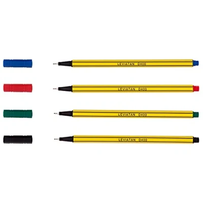 Afbeelding van LEVIATAN Fineliner viltstift, fijne punt, 4 stuks, geschikt voor dagelijks gebruik, super lijn, breedte ca. 0,4 mm, meerkleurig