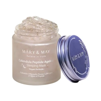 Afbeelding van Mary&amp;May, Gezichtsmaskers, Vegan Calendula Peptide Ageless Sleeping Mask 110g Deep Hydration with Petals and 25 Types