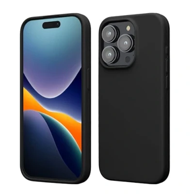 Afbeelding van kwmobile telefoonhoesje geschikt voor iPhone 15 Pro Hoesje met siliconen coating Smartphone case in zwart