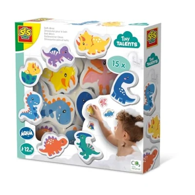 Afbeelding van SES Tiny Talents Bad dino&#039;s 15 gekleurde foam dinosaurus figuren plakt makkelijk op natte oppervlakken Speelgoed 1 jaar
