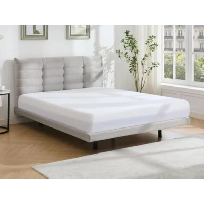 Afbeelding van Vente unique Bed 140 x 190 cm met hoofdbord capitons Velours Grijs NISATIO L 146 H 107 D 208