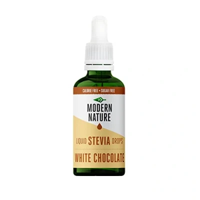 Afbeelding van Modern Nature Vloeibare stevia smaak van witte chocolade zero calorieën en suikervrij keto veganistisch dieet druppels voor koffie, eiwitten, pap, yoghurt drops zoetstof, 50 ml