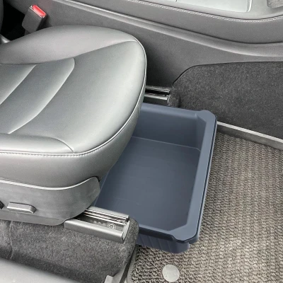 Afbeelding van QWORK® Verborgen opbergdoos voor autostoelen, onder de stoel, compatibel met Tesla Model Y
