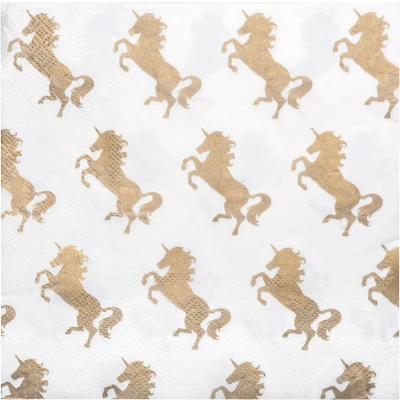 Afbeelding van Unicorn Servetten Goud 33x33cm 20 stuks