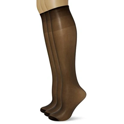 Afbeelding van Dim Kniekousen voor dames, Sublim, glanzend, onzichtbare rand, 15D x 2, zwart.