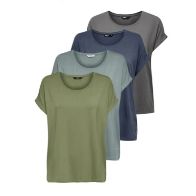 Afbeelding van ONLY Haut Onlmoster pour femme, lot de 4 (1 x vert huile, 1 abyss, chaton prune, bleu ombré), XXL