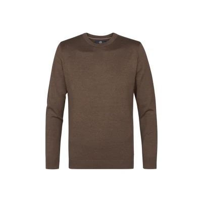Afbeelding van Petrol Industries Heren Fijngebreide Trui Regular Fit Ronde Hals Truien Pullover Bruin Maat S