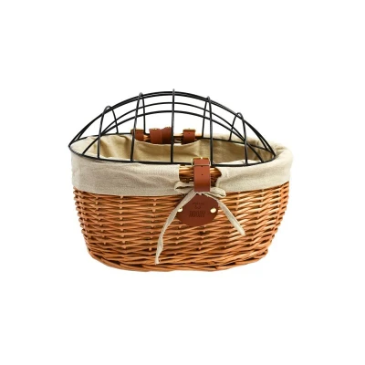 Afbeelding van Rieten fietsmand vooraan (40*28*31 cm) voor klein hond of kat