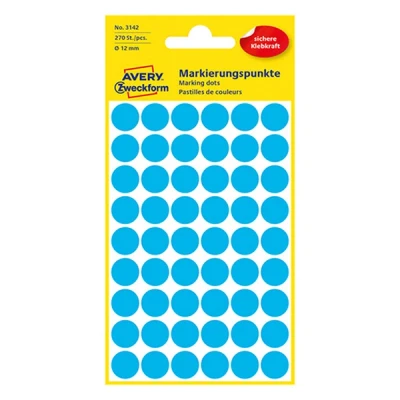 Image de Etiquette Avery Zweckform 3142 rond 12mm bleu 270 pcs