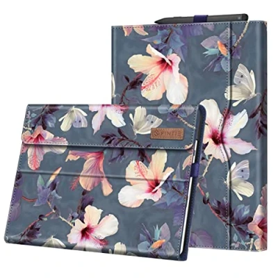 Afbeelding van FINTIE Hoes compatibel met Microsoft Surface Pro 9 (versie 2022) 13 inch Multi hoek kijkhoes vak en penhouder, hibiscus bloemen