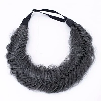 Afbeelding van CAISHA Gevlochten haarband, haarstukje, haaraccessoires, donkergrijs, HZ302