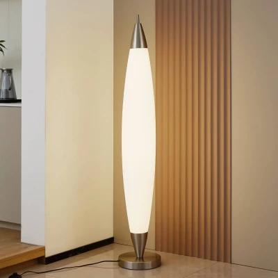 Afbeelding van Lucande LED vloerlamp Tarell, wit/nikkel, hoogte 146cm