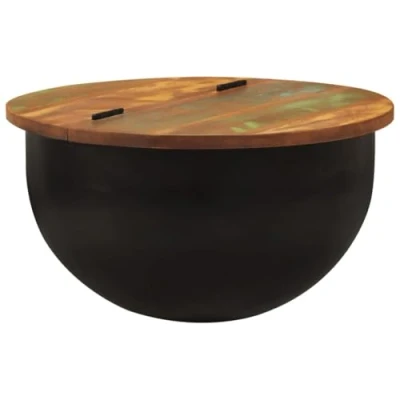 Afbeelding van Salontafel 50x27 cm massief gerecycled hout zwart
