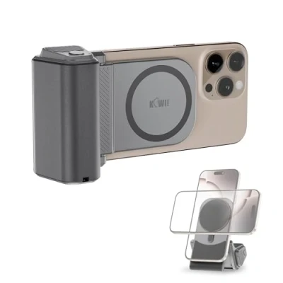 Afbeelding van JJC Magsafe Magnetische telefoongreep met Bluetooth afstandsbediening en verticale houder voor iPhone 16/15/14/13/12 Android, grijs