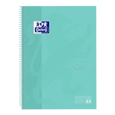 Afbeelding van Oxford School Touch Europeanbook spiraalblok, ft A4+, 160 bladzijden, geruit 5 mm, pastel turquoise notitieboek