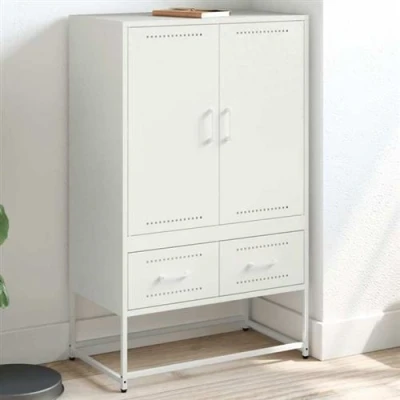 Image de vidaXL Buffet haut blanc 68x39x111,5 cm acier846613