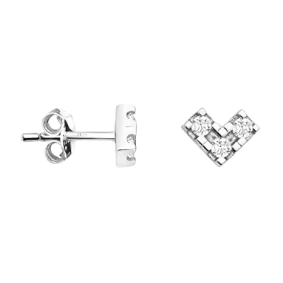 Afbeelding van SOFIA MILANI Damesoorbellen van 925 sterling zilver met zirkoniastenen oorstekers in driehoekige vorm, zilver, zirkonia