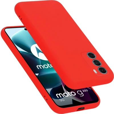 Afbeelding van Cadorabo Hoesje geschikt voor Motorola MOTO G200 5G in LIQUID ROOD Beschermhoes gemaakt van flexibel TPU silicone Case Cover