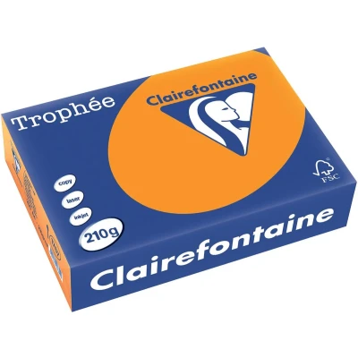Afbeelding van Clairefontaine Trophée Intens, Gekleurd Papier, A4, 210 G, 250 Vel, Feloranje Papier