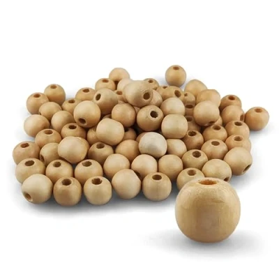 Afbeelding van Netuno 80 stuks houten ballen met gat, 12 mm, rond, voor knutselen, sieraden, macramé maken, inrijgen, kralen om te rijgen