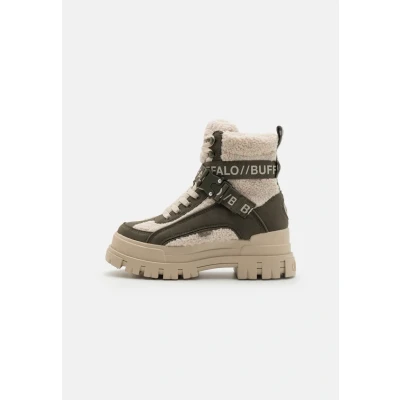 Afbeelding van Buffalo Aspha COM1 WARM Snowboots, Dames, Maat: 39, Khaki/cream Textiel/ synthetisch