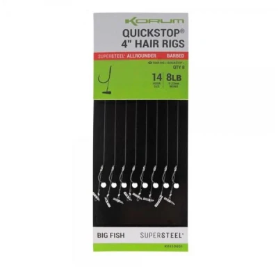Image de Korum Super Acier Allround Gros Poissons Quickstop Hair Rigs 4&quot; Ardillon (8pcs) Maat : Haak 12 0.26mm