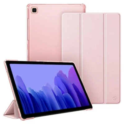 Afbeelding van Fintie Beschermhoes voor Samsung Galaxy Tab A7 10.4 2022/2020, ultradun, met transparante achterkant en automatische slaap/waakfunctie, roségoud