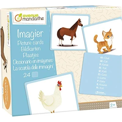 Afbeelding van Avenue Mandarine Ref JE513C meertalige kaarten dierentekeningen, 10 Europese talen, 24 prachtige illustraties maak je spel vanaf 2 jaar