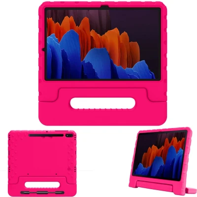 Afbeelding van iMoshion Tablet Hoes Kinderen Geschikt voor Samsung Galaxy Tab S8 Plus / S7 FE Kidsproof Backcover met handvat Roze