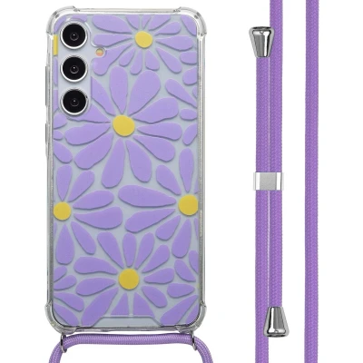 Afbeelding van imoshion Design hoesje met koord voor de Samsung Galaxy A55 Tropical Violet Flowers Connect
