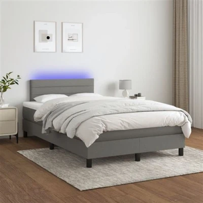 Afbeelding van vidaXL Boxspring met matras en LED stof donkergrijs 120x200 cm