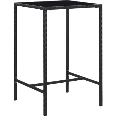 Afbeelding van Tuinbartafel 70x70x110 cm poly rattan en glas bruin