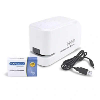 Afbeelding van Rapesco 1453 626EL Automatische nietmachine met USB/accu 1000 nietjes 26/6 mm, capaciteit van 15 vellen, wit