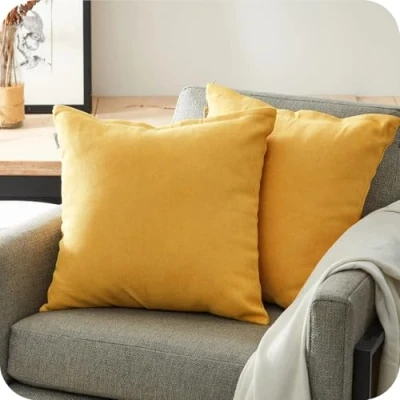 Afbeelding van Kussenhoezen, effen, chenille deco kussenhoezen met verborgen ritssluiting voor bank, auto of bed, set van 2 stuks