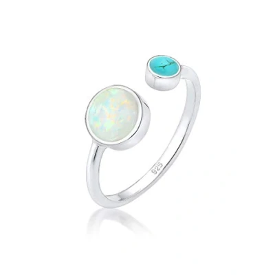 Afbeelding van Elli GEO OPAL Howlith BOHO Ring, Dames, Maat: 54, Silver