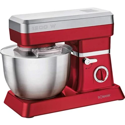 Image de Robot Pâtissier Boulangerie Cuisine Ménager Multifonction Bol Inox 63L Bomann KM 398 CB 1200 Rouge