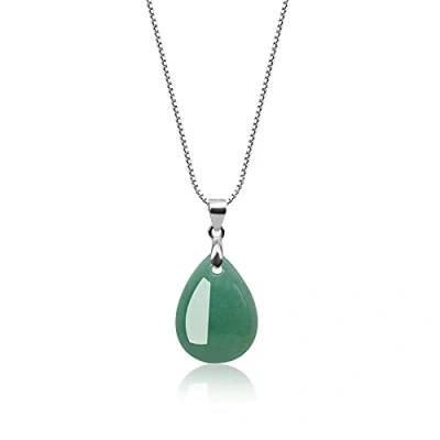 Afbeelding van COAI Damesketting van 925 sterling zilver met engelentraan hanger, Steen, Aventurijn