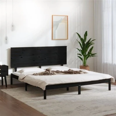 Afbeelding van Bedframe massief grenenhout zwart 200x200 cm
