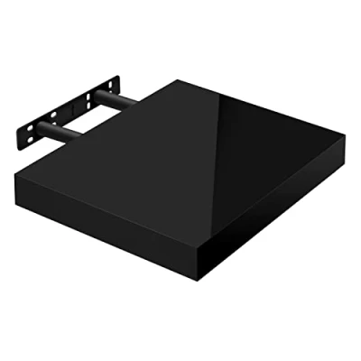 Afbeelding van WOLTU Volato RG9489sz zwevend wandrek voor cd/dvd en boek, van hout, zwart, glanzend, 30 x 22,9 3,8 cm