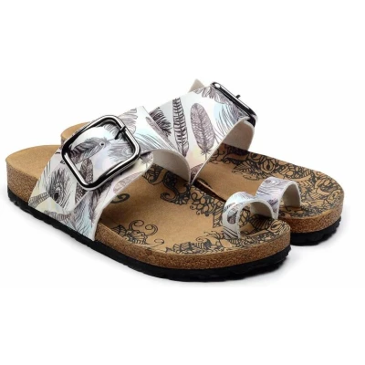 Afbeelding van GOBY Feathers Slippers Sandalen Hoge kwaliteit Handmade Maat 38
