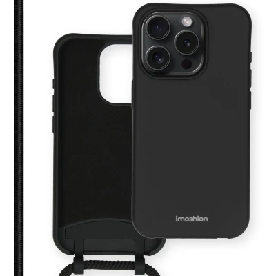 Afbeelding van iMoshion Hoesje Geschikt voor iPhone 15 Pro met koord Color Backcover afneembaar Zwart
