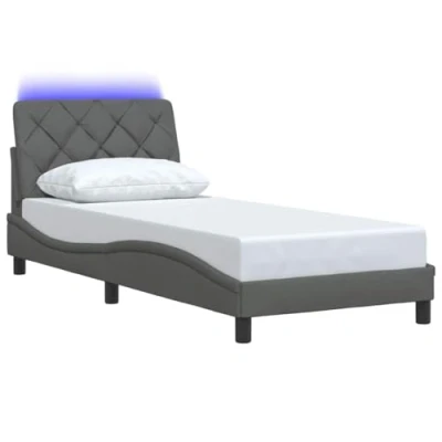 Afbeelding van vidaXL Bedframe met LED verlichting stof donkergrijs 90x200 cm