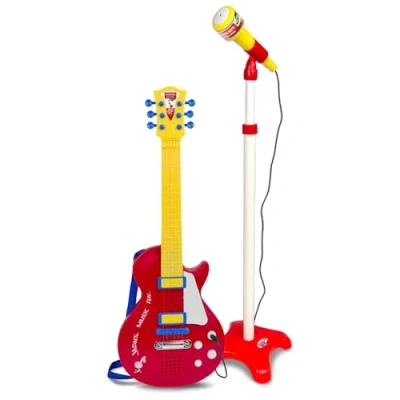 Afbeelding van Bontempi Spa Rock Gitaar Speelgoedinstrument Met staande microfoon Rood