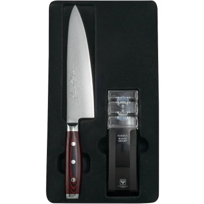Afbeelding van Yaxell Super Gou Messenset Giftset 2 delig Messenslijper &amp; Koksmes 20 cm 161 Lagen Damas...