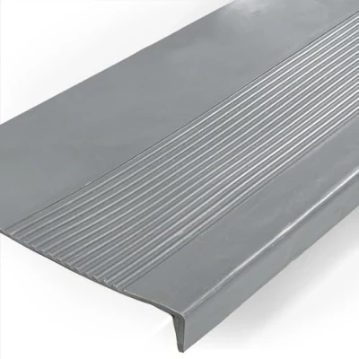 Afbeelding van ANRO Rubberen trapmatten, antislip, voor buiten/binnen, fijne strepen, grijs, 60 x 30 4 cm