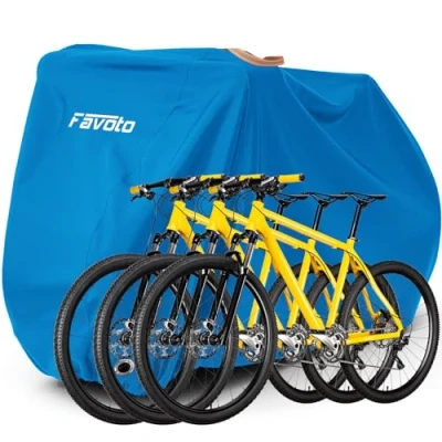 Afbeelding van Favoto Fietshoes voor buiten, 2 3 fietsen, fietsbeschermingszeil van stof, 210T, polyester, waterdicht, stofdicht, uv, sneeuw, racefiets, mountainbike, 200 x 105 110 cm, blauw
