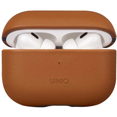 Afbeelding van Uniq Hoesje Geschikt voor AirPods Pro 2 Terra echt lederen Case bruin