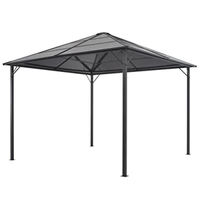 Afbeelding van Prieel met dak 3x3 m aluminium zwart