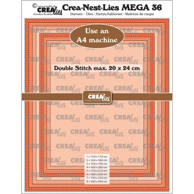 Afbeelding van Crealies Crea Nest Lies Rechthoeken Met Dubbele Stiksteek Hele CM
