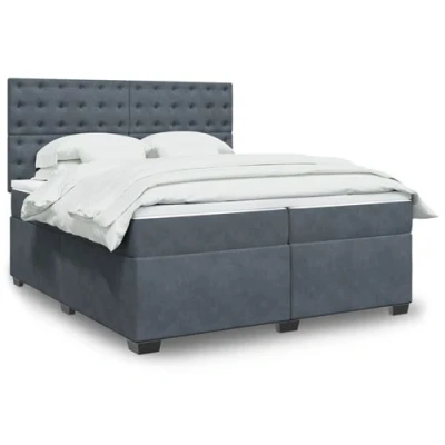 Image de vidaXL Sommier à lattes de lit et matelas Gris foncé 200x200cm Velours